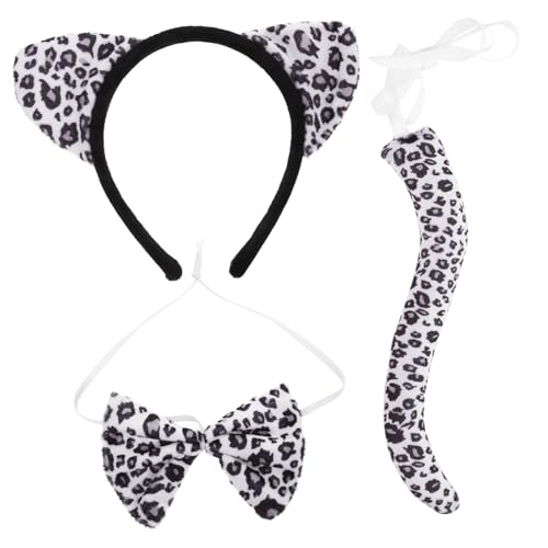 Yardenfun 1 Set Schneeleopard Kleid Deko Leopard Kostüm Kopfbedeckung Ohren Stirnband Tier Stirnband Haarschmuck Für Party Leopard Cosplay Deko Stirnband von Yardenfun