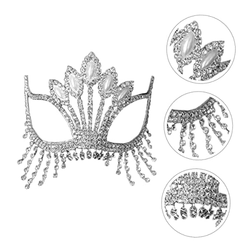 Yardenfun 1stk Kronen Maske Trendiger Schmuck Quaste Maskerade Modische Kopfbedeckung Modeschmuck Kostüm Dekoration Gesicht Party-maske Kronenmaske Bühnenmaske Silver Strasssteine von Yardenfun