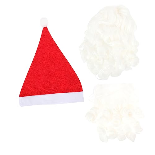 Yardenfun 2 Sätze Weihnachtsanzug Weihnachtsmann-Outfit Requisiten-kit Für Das Weihnachtsmann-kostüm Weihnachtsmann Kostüm Zubehör Erwachsener Weihnachtsbart Rollenspielkostüm Polyester von Yardenfun