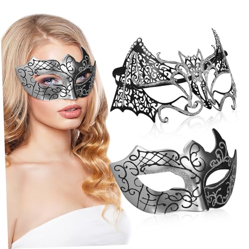 Yardenfun 2 Stk Silberne Maske Party-maske Maske Für Frauen Cosplay-maske Karnevalsmaske Kostüm Party Maske Dekor Maskerade-maske Requisite Für Partyfotografie Partyzubehör Metall von Yardenfun