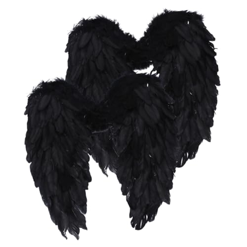 Yardenfun 2 Stk weihachtsdeko weinachtendecor weihnacjtsdeko Attraktiv party accessoires Cosplay Engelsflügel Engelskostümflügel große Engelsflügel Cosplay Engel Kostüm Flügel Feder Black von Yardenfun