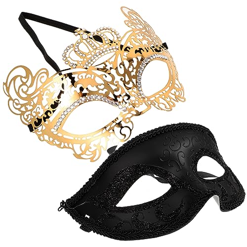 Yardenfun 2St Frauen-Maskerade-Maske Spitzenmaske Karneval-Maske Karnevalsmaske Maskerade-Maske für Paare halloween heeloween Halbgesichtsmaske Schwarze Maskerademaske für Frauen Metall von Yardenfun