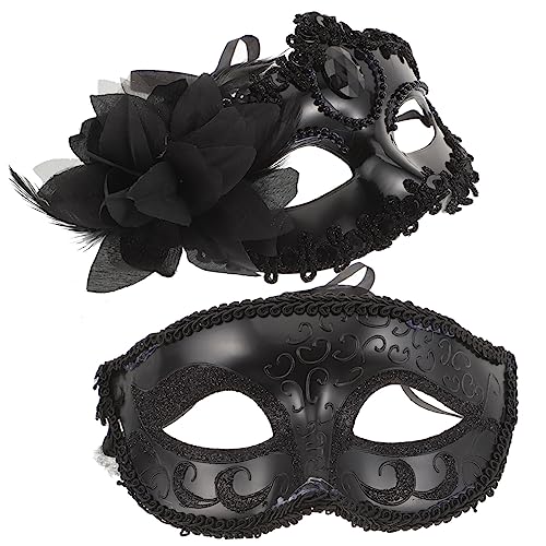 Yardenfun 2st Venezianische Masken Für Party Karnevalsmasken Paar Maskerade Masken Gemelos Para Camisa De Hombre Abschlussball Paar-cosplay Mädchen-outfits Plastik Black von Yardenfun