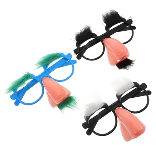 Yardenfun 3St Lustige Requisitenbrille Clown-Brille Brillen-Foto-Requisiten lustige Nasenbrille Fasching Accessoires lustige verkleidung Urlaub Party Gefälligkeiten Kunsthaarbrille Plastik von Yardenfun