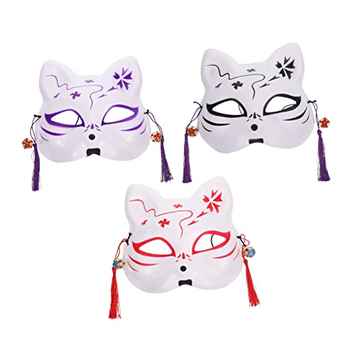 Yardenfun 3st Fuchs Maske Cosplay-maske Wiederverwendbare Tiermaske Tiermasken Für Kinder Dekorative Halbmaske Japanische Tiermaske Katzen Halbmasken Japanische Traditionelle Masken Pvc von Yardenfun