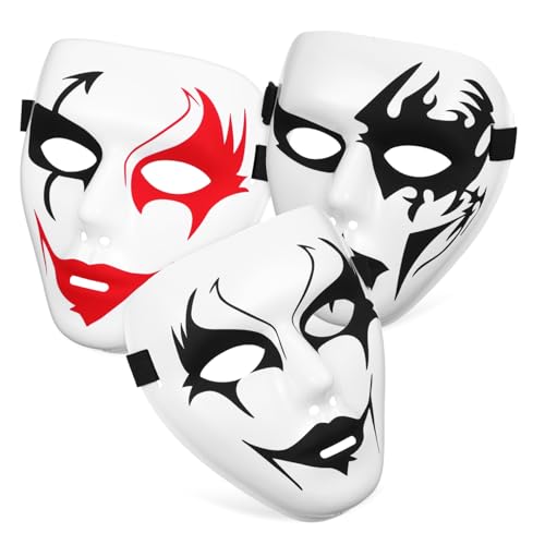 Yardenfun 3st Pvc-maske Hip-hop-maske Halloween-geistermaske Horror-teufelsmaske Halloween-streichmaske Straßentanzmasken Party-maske Maskerade Schreckliche Masken Gruselige Halloween-maske von Yardenfun