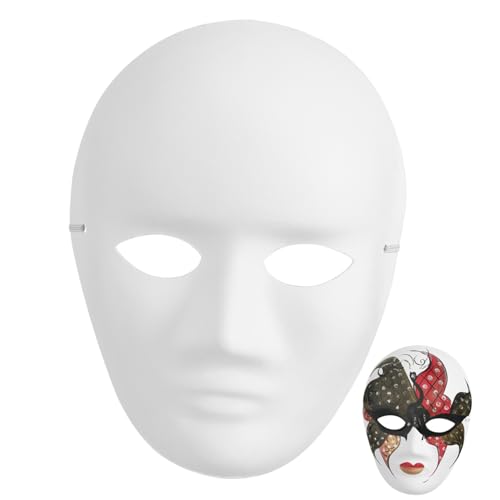 Yardenfun 4 Stück Halloween-DIY-Maske Cosplay Maskerade Maske weiße Gesichtsmaske klar halloween masken hallowen masks weiße Maskerademaske Blankomasken aus Zellstoff zum Bemalen Papier von Yardenfun