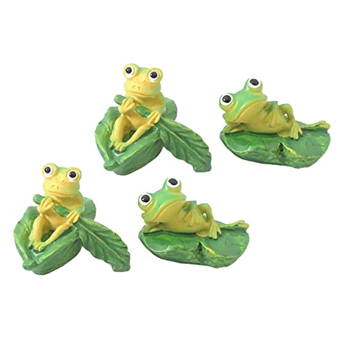 Yardenfun 4 Stücke Frosch Moss Micro Landschaft Ornamente Blatt Frosch Garten Kleine Ornamente von Yardenfun