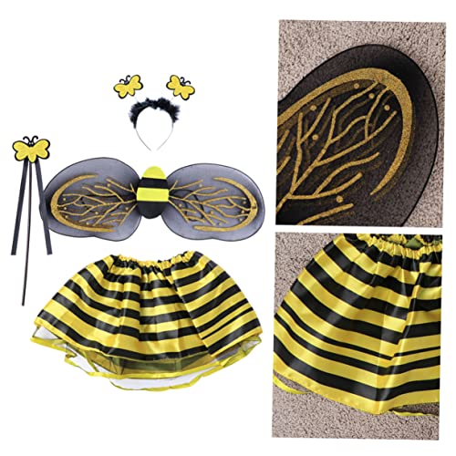 Yardenfun 4 Teiliges Bienenkostüm Set Für Mädchen Stirnband Zauberstab Tutu Rock Und Feenkleid Outfit Für Karneval Fasching Geburtstagsfeiern Und Kostümpartys von Yardenfun