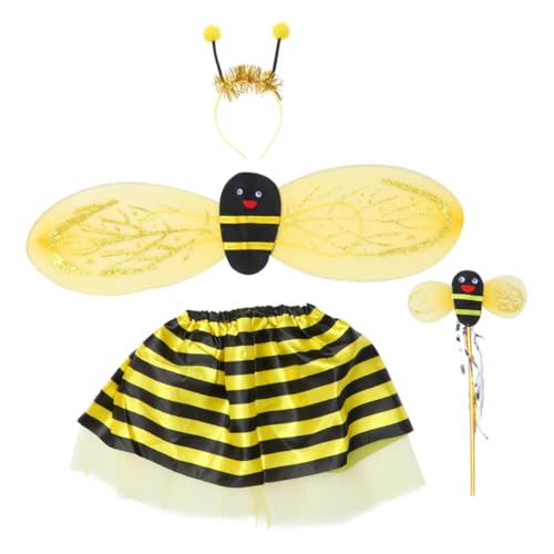 Yardenfun 4-Teiliges Set Bienenflügel für Kinder Kinderfeenflügel Kostüm Kinderkostüm süße Accessoires fairy wand halloweenkostüme für kinder tutu kleider kleidung Bienenkostüm von Yardenfun