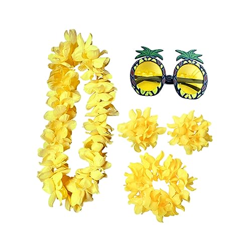 Yardenfun 5St Ananas-Brille hawaii party dekoration hawaii schmuck Hawaii-Themenparty Hawaii-Schmuck hawaiianische Blumenkette hawaiianische Halskette Hawaii-Armband Hawaii-Girlande Yellow von Yardenfun