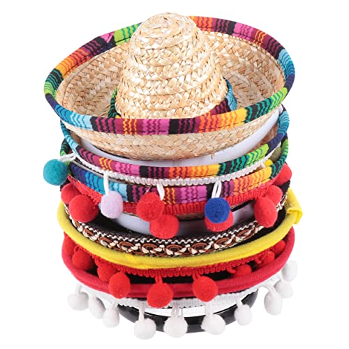 Yardenfun 6st Partykostüm Mini-zylinder Mini-haarbänder Cop-hut Mexikanisches Outfit Mini-hut-stirnband Mexikanisches Festival-stirnband Party-sombrero-stirnband Mexikanische Party Bambus von Yardenfun