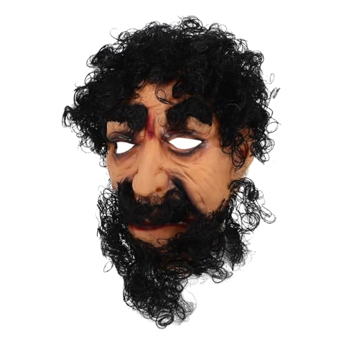 Yardenfun Bärtige Maske Bartmaske Mit Haaren Halloween-bart-gesichtsmaske Halloween-kostüm Für Erwachsene Halloween-skelett Bart Leistung Gruselige Masken Cosplay-bart-maske Emulsion von Yardenfun