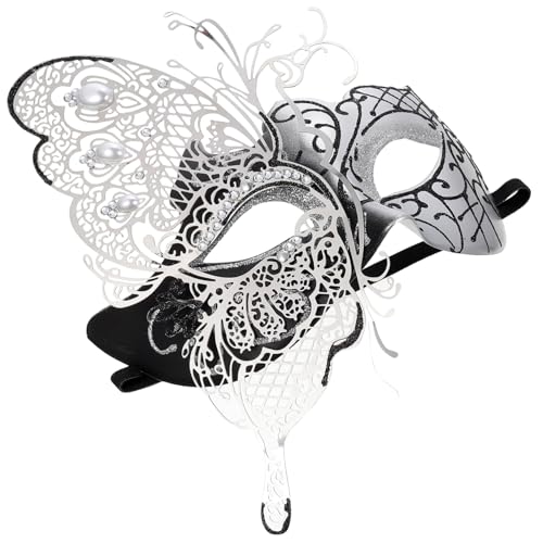 Yardenfun Diamant-schmetterlings-maske Partydekoration Halloween-maske Tanzparty-requisite Kostüm Party Masken Dekor Maskerade Masken Requisiten Partymasken Aus Spitze Halbmaske Black Metall von Yardenfun