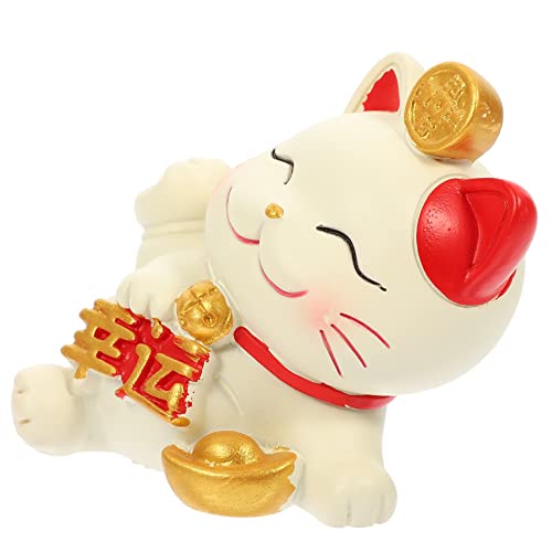 Yardenfun Glückliche Katzenverzierung Japanische Katze Cartoon-katzenstatue Tierkuchendekorationen Mini-katzenschmuck Miniatur-katzenfigur Cupcake-Topper Mit Katzenfigur Winkende Katze Harz von Yardenfun