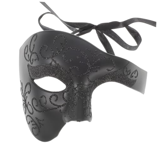 Yardenfun Halbe Gesichtsmaske Halbmaske Halloween-masken Für Erwachsene Cosplay-masken Karnevalsmaske Für Männer Halbe Maskerade-masken Maskerade Masken Halloween Für Männer Plastik Black von Yardenfun