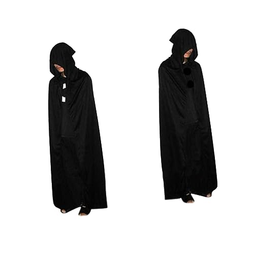 Yardenfun Halloween Umhang Mit Kapuze Schwarzer Tod Grim Reaper Kostü Robe Langer Umhang Für Erwachsene Cosplay Und Karneval Unisex Halloween Kostü von Yardenfun