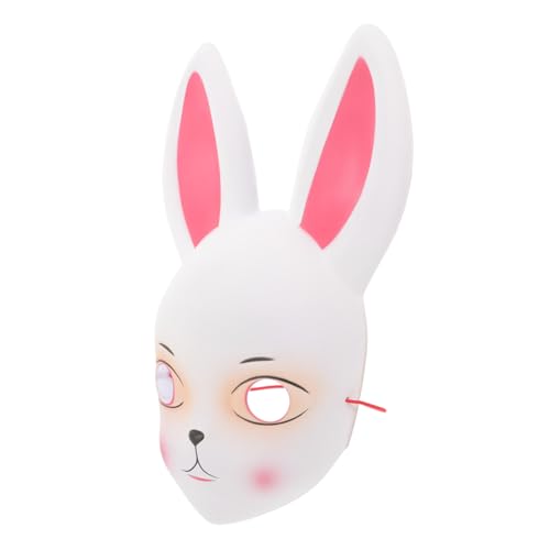 Yardenfun Hasenmaske Foto-requisite Ostern-hasen-ohrmaske -cosplay-maske Hasenohrmaske Partymaskenverzierung Hase Dekorative Maske Cartoon-maske Hasen-element-maske Plastik Weiß von Yardenfun