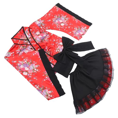 Yardenfun Cosplay Kimono Damen Japanisches Dienstmädchenkleid Bequemes Material Rot Größe M von Yardenfun