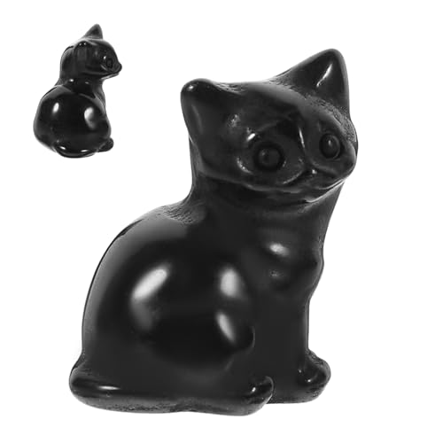 Yardenfun Katzenfiguren Tierfigur Dekor Mini-Glückskatzen-Statue Miniaturfiguren LPS-Katzen Plüsch Ruß Office Decoration wohnungsdeko Mini-Glückskatzen-Ornament Tischdeko aus Kristall Black von Yardenfun