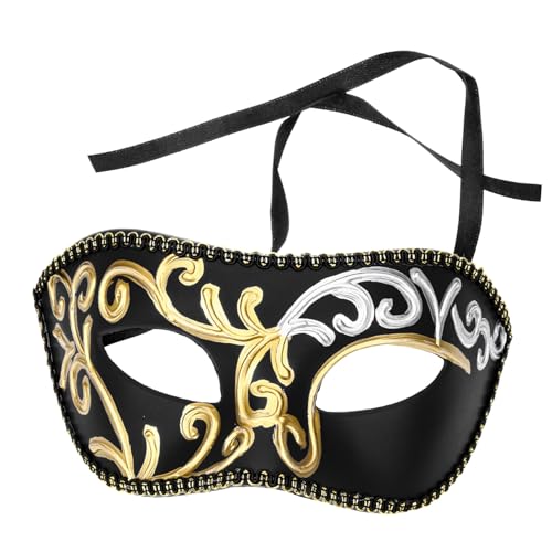 Yardenfun Maske halloween mask hallowen masks mouth mask the mask venetian mask Vintage-Halloween-Dekor Abschlussball-Dekor Tanzparty-Requisite Festival-Accessoire Kostüm dekor Plastik Black von Yardenfun