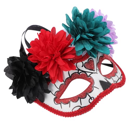 Yardenfun Maskerade Maske Tag Der Toten Cosplay Maske Tag Der Toten Halbgesichtsmaske Tag Der Toten Maske Mit Tag Der Toten Maske Mit Blumen Tag Der Toten Maske Totenkopfmaske von Yardenfun