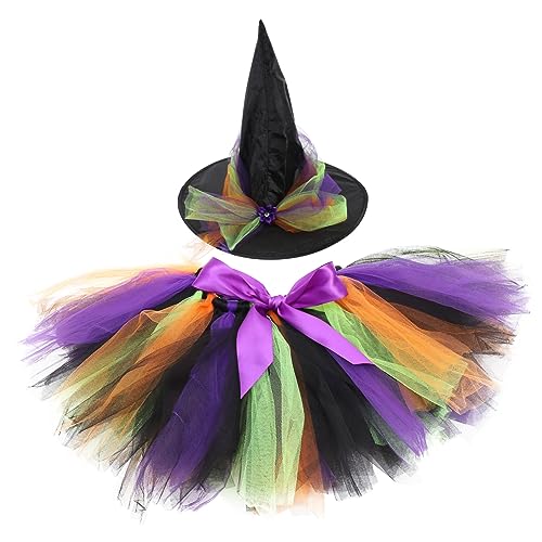 Yardenfun Party Waschbares Kleidung Kostüm Kinder Hüte Tutu Versorgung Zartes Kinderkostüm Halloweenkostüm Outfit für Verkleidung Mädchen Stirnband Tragbares Hexen Halloween von Yardenfun