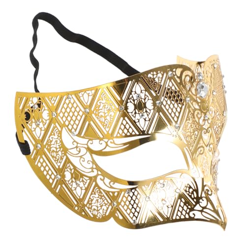 Yardenfun Metallische Maske Mit Strass Karnevalsmaske Für Damen Und Herren Halbgesichtsmaske Für Maskenball Halloween Party Festliche Dekoration Goldfarbenes Design von Yardenfun