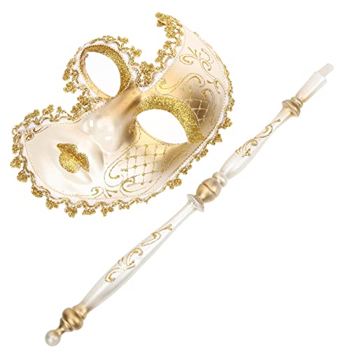 Yardenfun Venezianische Maskenmänner Maskerade-maske Für Frauen Mit Stock Tanzparty-maske Schwarze Maskerade-maske Für Männer Maskerade-maske-paar Cosplay-partymaske Plastik Golden von Yardenfun