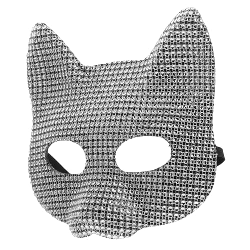 Yardenfun katze gesichtsmaske Halloween-Maske Abschlussball Maske Maskerademaske für Männer Karnevalsmaske für Damen Venezianische Partymasken Musikalische Karnevalsmaske Plastik Silver von Yardenfun