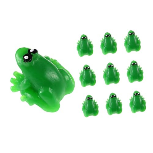 Yardwe 1 Satz Miniatur Teich Frosch-Statue Wasser- Monster Frösche Babybadspielzeug Alien-plüschtier Außerirdischer Dinosaurier- Bausatz Fee Solar- Tür Harz Green 10st von Yardwe