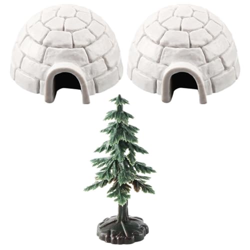 Yardwe 1 Satz Realistische Arktische Mikro-landschaftsdekoration Tisch-Mini-iglu Desktop-Weihnachtsbaum Mini-weihnachtsfiguren Künstliche Weihnachtsbäume Plastik Glas Kind Spielzeugset von Yardwe