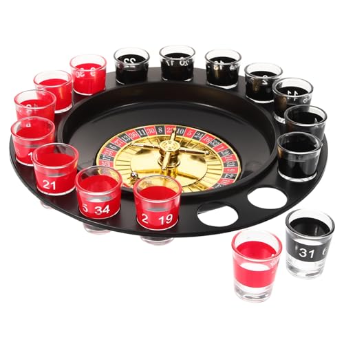 Yardwe 1 Satz Weindrehteller Risiko-Brettspiel Spender Bar erschossen Schwimmbad Trinken drinkspiel unterhaltungsspiele Party-Set Plattenspieler Schuss Roulette Trinkspiel Roulette Glas von Yardwe