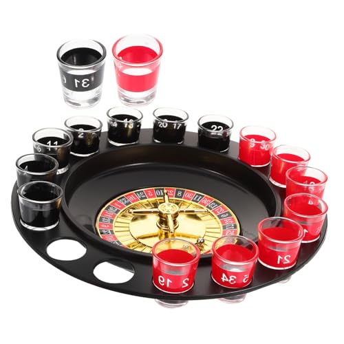 Yardwe 1 Satz Weindrehteller Shot-Roulette-trinkspiel Schnapsgläser Roulette-Requisite Kartenspiele Partyspiel Trinken Shooter-Brille Lustiges Rouletterad Plastik von Yardwe