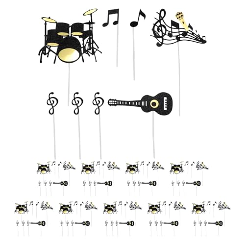 Yardwe 10er-Set Musik-Gitarren-Trommel-Geburtstagskuchenaufsatz, Kuchendekorationen für Gitarre, Klavier, Musiknoten-Spieler, Musikliebhaber-Thema, Geburtstagsparty-Zubehör, Schwarz Yardwe 10er-Set Musik-Gitarren-Trommel-Geburtstagskuchenaufsatz, Kuchendekorationen für Gitarre, Klavier, Musiknoten-Spieler, Musikliebhaber-Thema, Geburtstagsparty-Zubehör, Schwarz von Yardwe