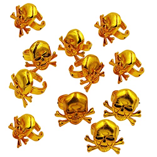 Yardwe 12 Stück Teiliges Goldene Piratenringe für Einstellbare Halloween Party Deko Schädelmotiv Performance Requisiten als Kinderschmuck und Piratengeburtstag Mitgebsel Yardwe 12 Stück Teiliges Goldene Piratenringe für Einstellbare Halloween Party Deko Schädelmotiv Performance Requisiten als Kinderschmuck und Piratengeburtstag Mitgebsel von Yardwe