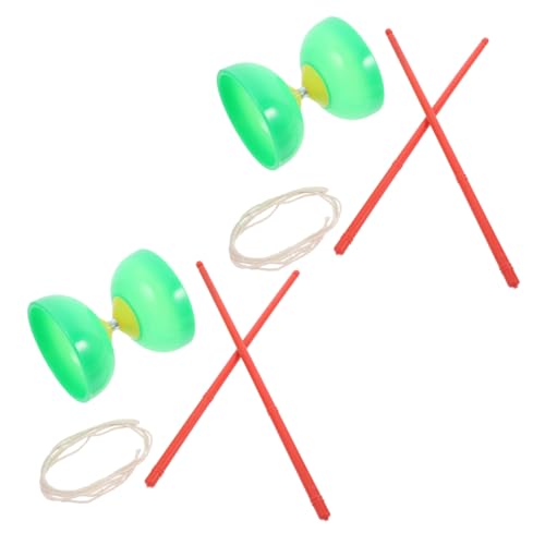 Yardwe 2 Sätze Dreilager-diabolo Jonglierspielzeug Chinesisches Diabolo-Spielzeug Chinesisches -diabolo-Spielzeug Chinesisches Yoyo-Spielzeug Doppelköpfiges Diabolo Light Green TPU von Yardwe