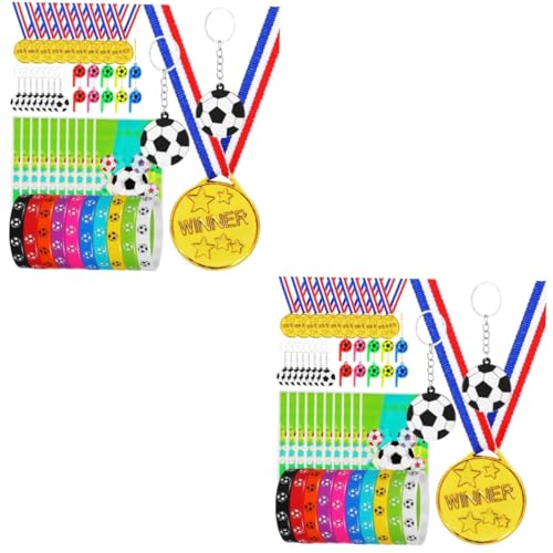 Yardwe 2 Sets Fußball Partygeschenke Fußballspiel Geschenke Fußball Partygeschenke Fußball Pfeifen Fußball Goodie Bags Füller Fußball Geschenke Fußball Armbänder Fußball von Yardwe