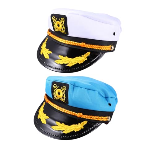 Yardwe 2 Stück Kapitänsmütze Sailor Admiral Hut Verstellbar für Herren Damen Unisex Kostüm Party Halloween Accessoire Yardwe 2 Stück Kapitänsmütze Sailor Admiral Hut Verstellbar für Herren Damen Unisex Kostüm Party Halloween Accessoire von Yardwe