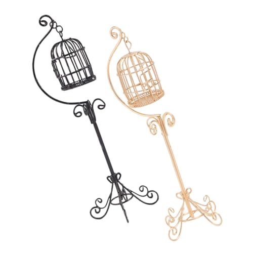 Yardwe 2 Stück Maßstab Dekorativer Metall Vogelkäfig mit Stand Gold-schwarz Puppenhaus Möbel Zubehör für Puppenstube Miniatur Landschaft Garten Dekoration Yardwe 2 Stück Maßstab Dekorativer Metall Vogelkäfig mit Stand Gold-schwarz Puppenhaus Möbel Zubehör für Puppenstube Miniatur Landschaft Garten Dekoration von Yardwe