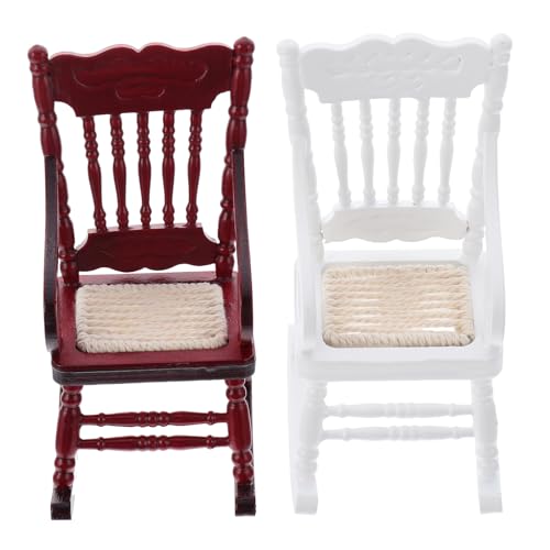Yardwe 2 Stück Puppenhausmöbel: 1:12 Miniatur-Puppenhaus-Schaukelstuhl – Mini-Schaukelstuhl aus Holz, Spielzeug für Puppenhausmöbel und Feengarten-Requisiten Yardwe 2 Stück Puppenhausmöbel: 1:12 Miniatur-Puppenhaus-Schaukelstuhl – Mini-Schaukelstuhl aus Holz, Spielzeug für Puppenhausmöbel und Feengarten-Requisiten von Yardwe