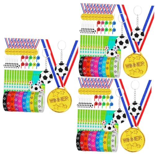 Yardwe 3 Sets Fußball Partygeschenke Fußballpfeifen Fußballmatch Geschenke Sport Schlüsselanhänger Fußball Partygeschenke Dekorative Medaille Sport Partygeschenke Fußball von Yardwe