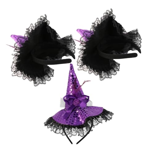 Yardwe 3 Stück Hexenhut Haarreif mit Glitzer Pailletten und Spitze Flexibler Leichter Halloween Party Kopfschmuck für Damen Bequemes Cosplay Zubehör für Kostüm und Mottoparty Yardwe 3 Stück Hexenhut Haarreif mit Glitzer Pailletten und Spitze Flexibler Leichter Halloween Party Kopfschmuck für Damen Bequemes Cosplay Zubehör für Kostüm und Mottoparty von Yardwe