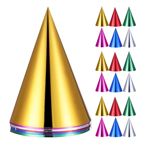 Yardwe 30er Set Partyhüte aus Metallpapier mit Gummiband, bunt, für Erwachsene und Kinder – Geburtstag, Weihnachten, Hochzeit, Silvesterdekoration Yardwe 30er Set Partyhüte aus Metallpapier mit Gummiband, bunt, für Erwachsene und Kinder – Geburtstag, Weihnachten, Hochzeit, Silvesterdekoration von Yardwe