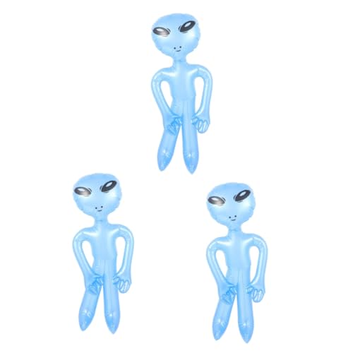 Yardwe 3St Alien-Ballon halloween dekoration halloween decoration blaue ausserirdisch Auto Peeper weihnachtsdeko Alien in die Luft sprengen aufblasbare außerirdische Spielsachen PVC Blue von Yardwe