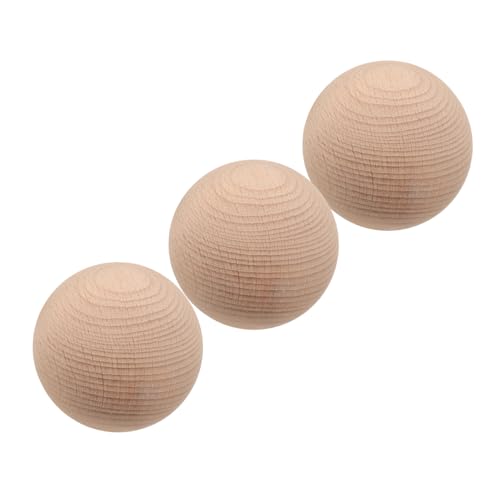 Yardwe 3St Golfkrocket Holzkugeln Sport zubehör Garten Spiele Boccia Kugeln Holz runde Kugel aus Holz Krocketbälle Bastelkugeln aus Holz Krocketball Golfball Buche Beige von Yardwe