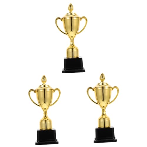 Yardwe 3St Kindertrophäe Pokale Trophäen Masse Quiz- -Trophäe Preise für Pokal Trophäe Plastik Trophäe Multifunktionspreis-Trophäe Firmenaccessoire Spielversorgung Golden von Yardwe