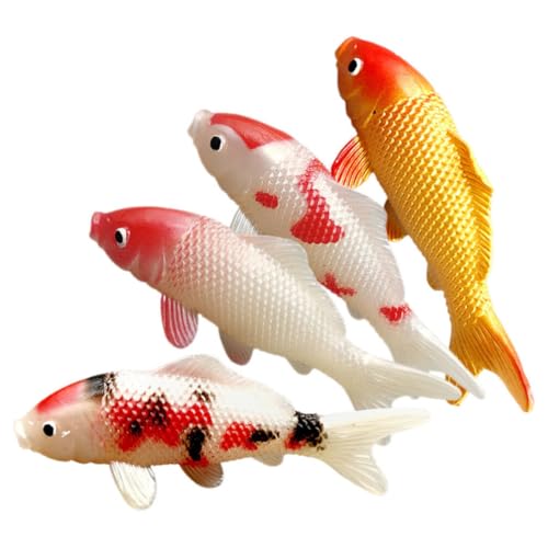 Yardwe 4 Stück Künstliche Koi-Fische Gefälschte Goldfische Schwimmende Kunststoff-Aquarienfische Realistische Bewegliche Orangefarbene Goldfische Fisch-Ornament-Dekorationen Für Aquarien von Yardwe