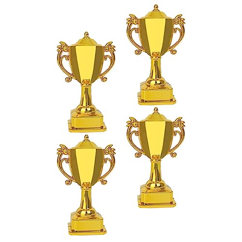 Yardwe 4 Stück Mini-trophäenbecher Aus Kunststoff Trophäe Vergeben Kleiner Goldener Pokal Party-trophäe Trophäenauszeichnung Miniatur-trophäendekor Plastik Ornamente Fußball Kind von Yardwe