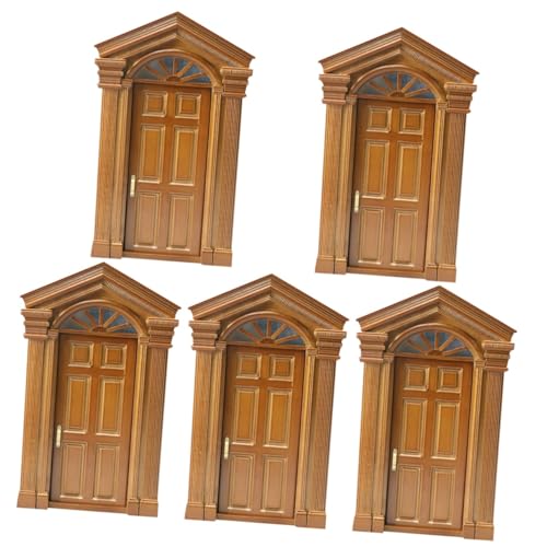 Yardwe 5st Mini-puppenhaustür Miniatur Tür Puppentürmodell Minitür Feentür, Die Sich Öffnet Feentür Für Die Wand Winziges Mini-hausschmuck Simulation Türmodell Holz von Yardwe